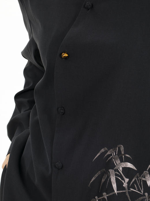 微瑕秒杀| 盛唐牡丹 |市隐系列男女同款进口羊毛竹纹衬衣外套[特价品](特殊商品不退不换) 商品图7