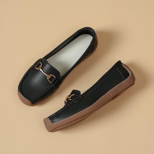 真皮复古金属扣时尚女单鞋，超软牛皮定制鞋面，牛筋防滑鞋底 商品图1