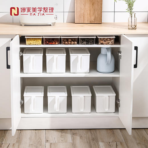 【白色/透明款】娜家直角手柄保鲜盒 商品图1