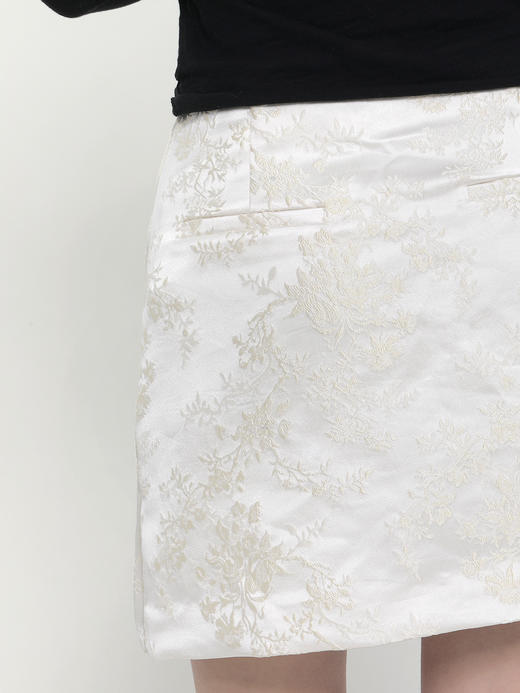 微瑕秒杀 |盛唐牡丹| 山矾丝毛提花短裙[特价品](特殊商品不退不换) 商品图1