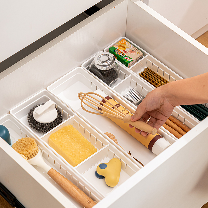 【白色款/透明款】娜家抽屉隔板收纳盒