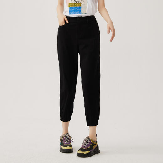 谜底休闲裤女2024秋款百搭运动感束脚宽松萝卜裤九分裤247MK5061 商品图0