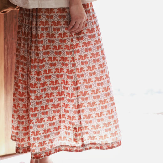 Afu 橘调印花棉半裙 商品图1