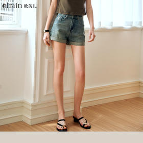 OLrain欧芮儿蓝色牛仔裤女夏季2024年新款小个子简约百搭A字短裤
