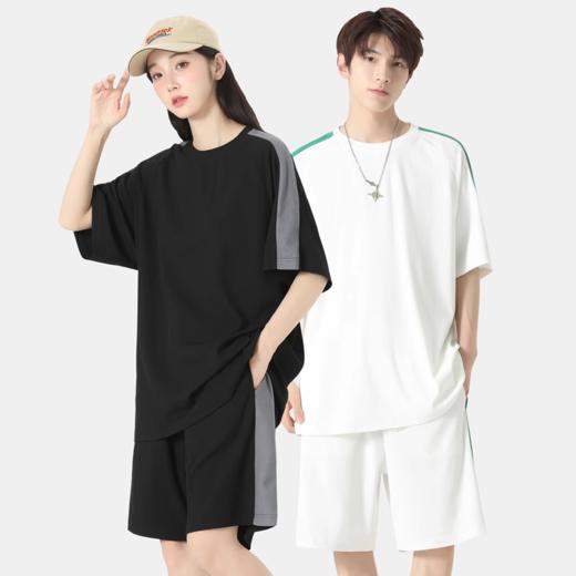 冰感情侣斯辰唯佳套装宽肩极简T恤+休闲短裤两件套 潮牌情侣装健身篮球服宽松上衣五分袖#异业福利 商品图2