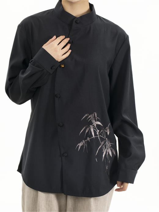 微瑕秒杀| 盛唐牡丹 |市隐系列男女同款进口羊毛竹纹衬衣外套[特价品](特殊商品不退不换) 商品图4