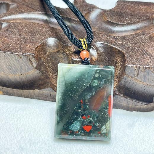 血石无事牌 尺寸约3.5-4cm（款式随机结缘，默认打孔配手工绳/颜色花纹各异） 商品图3