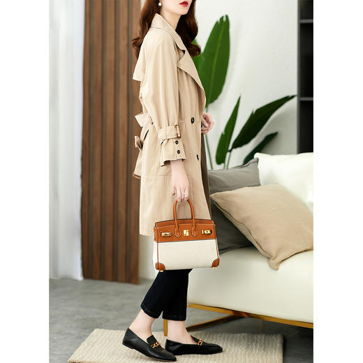 68593原形双排扣韩版风衣2024春季新款中长款小个子宽松显瘦百搭外套女 商品图1