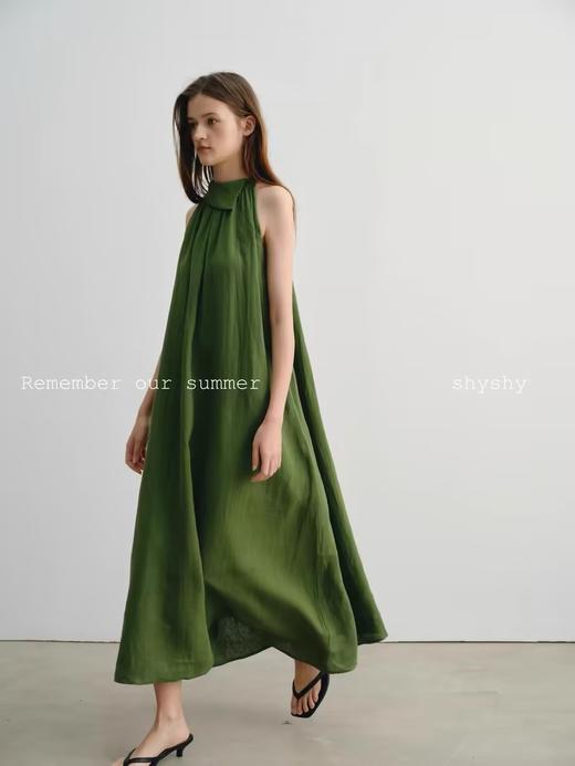 shyshystill/shy202404045/夏日高品质亚麻凉爽挂脖两色遮副乳长裙连衣裙 商品图2