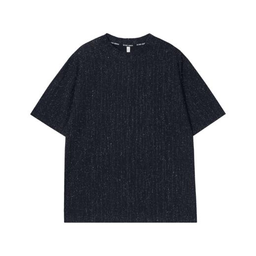 T1087夏季新款高弹亮片男士短袖百搭潮流做旧上衣宽松休闲时尚T恤 商品图0