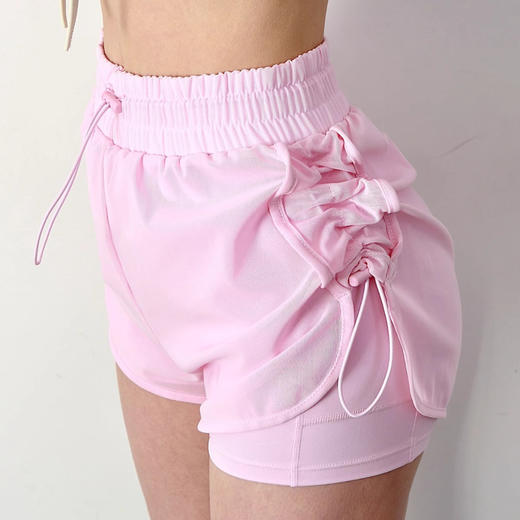 【限时秒】YOGACODE【火树银花系列】 欧美网纱假两件抽绳运动短裤DSS751 商品图2