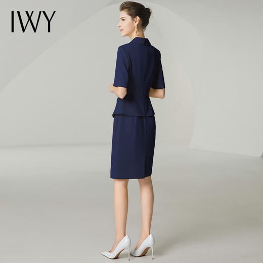 IWY/藏青色短袖连衣裙女夏季高级感新款裙子职场前台职业OL裙子242027Q1 商品图3