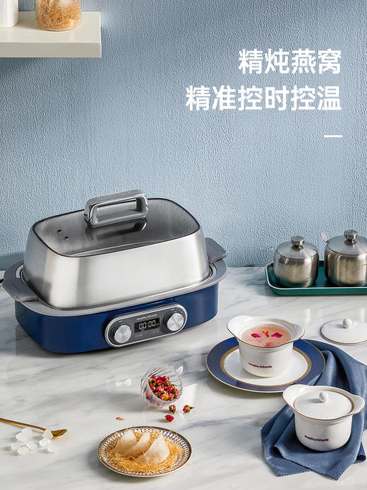 杞冠臻选 | 摩飞 极速电蒸锅 12L 双层304不锈钢蒸锅 配炖盅等 MR1168 轻奢蓝 椰奶白 清新绿 morphy richards 商品图3