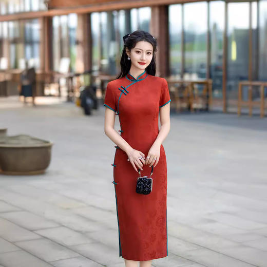 ZAYS2024夏季年轻款改良文艺复古气质淑女新中式提花短袖旗袍 商品图1