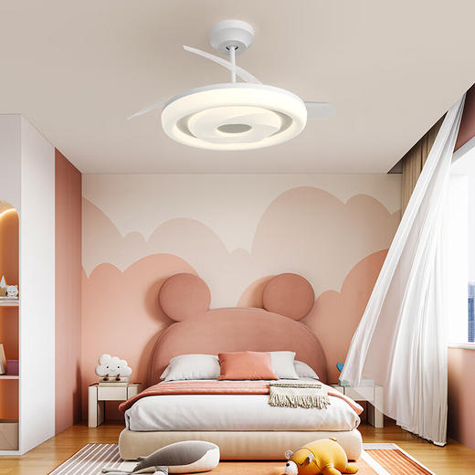 欧普（OPPLE）照明隐形风扇客厅餐厅吊灯卧室简约现代电扇全光谱风扇灯睿风FS 【母婴级认证】36寸60W/奶油风 商品图2