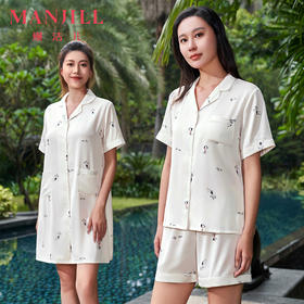 【商场同款】熳洁儿 夏季凉感冰雪丝开衫短袖短裤家居服24203101/24203102