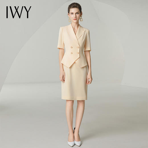 IWY/杏黄色短袖连衣裙女夏季高级感新款裙子职场前台职业OL裙子242027Q1 商品图5