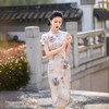 中长款提花旗袍2024夏季新中式改良高级感气质短袖印花连衣裙旗袍 商品缩略图3