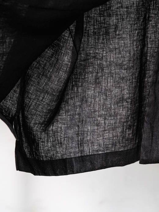 盛唐牡丹 |男款尝鲜价 |男士古巴领亚麻短袖衬衫-黑色 商品图7