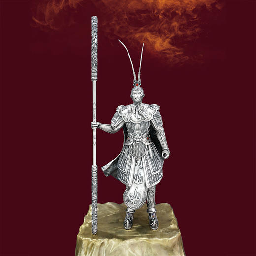 子佩集S999银手工錾刻【齐天大圣孙悟空】摆件大师工坊原创设计【QTDS】2406 商品图0