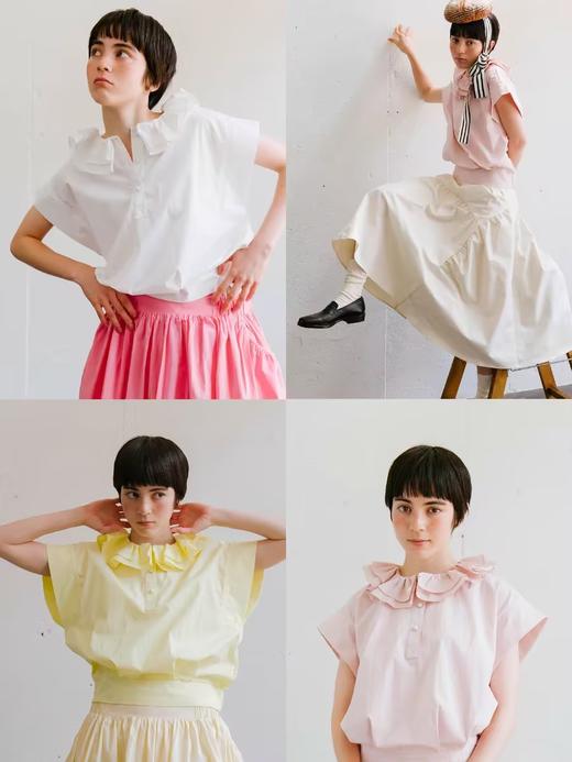 WOKERKER/Y0040/系简约风大人感廓形袖收下摆三色上衣荷叶领衬衫 商品图1