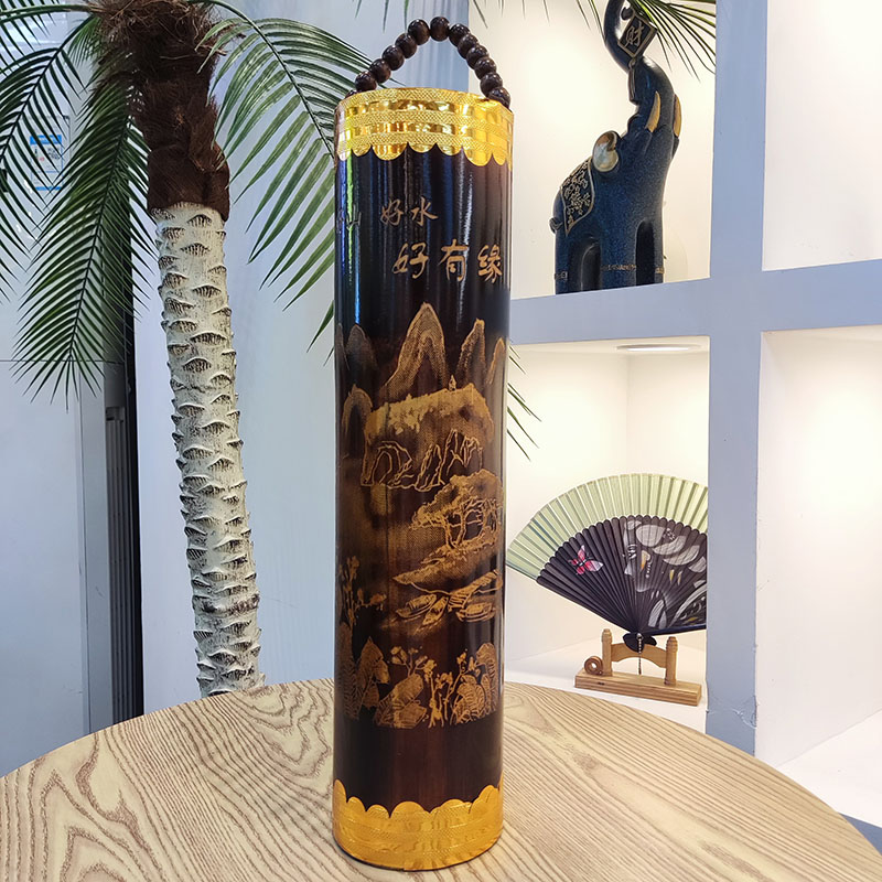 特大雕刻洞藏老酒桂花酒三花酒1000ml竹筒酒  富江