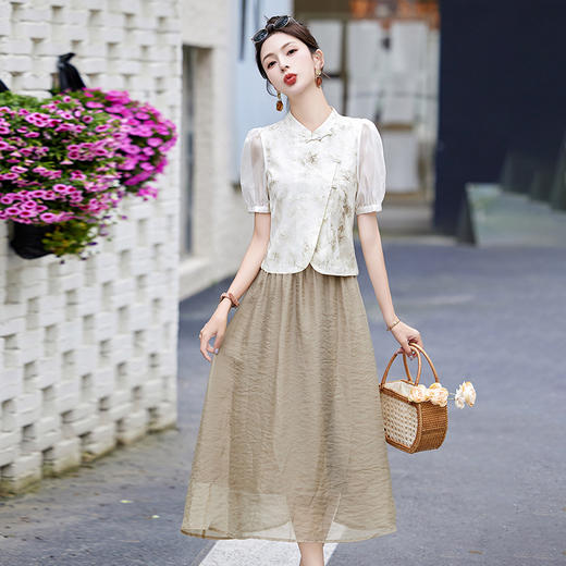 新中式国风碎花，改良旗袍两件套HR-MEIQIN6069 商品图3