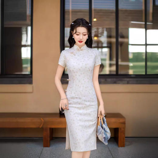 ZAYS年轻款蕾丝中长旗袍2024夏季改良少女气质小清新修身显瘦日常旗袍 商品图0