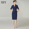 IWY/藏青色短袖连衣裙女夏季高级感新款裙子职场前台职业OL裙子242027Q1 商品缩略图1
