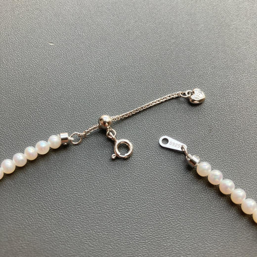 5A级珍珠baby珠阳绿翡翠珠串银项链 商品图9