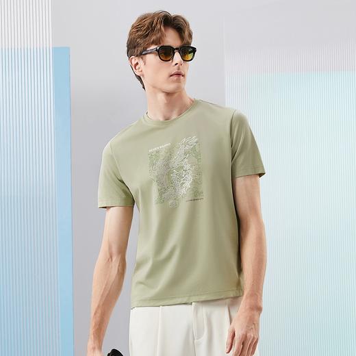 【5A抗菌2A防螨】柒牌男装短袖T恤男夏季新款生肖龙印花圆领上衣126T71540 商品图1