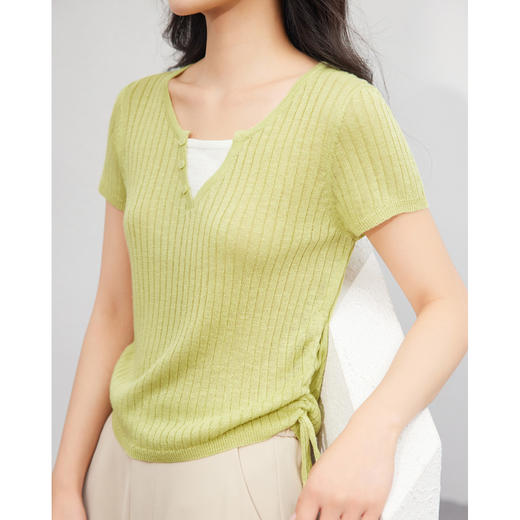 IEF/爱依服夏季假两件抽绳设计显瘦气质时尚百搭小众上衣B5033- 商品图5