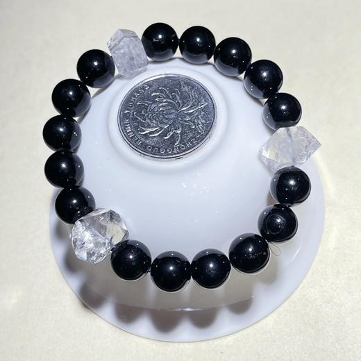 黑碧玺手链 约10mm 搭配三颗闪灵钻 商品图3