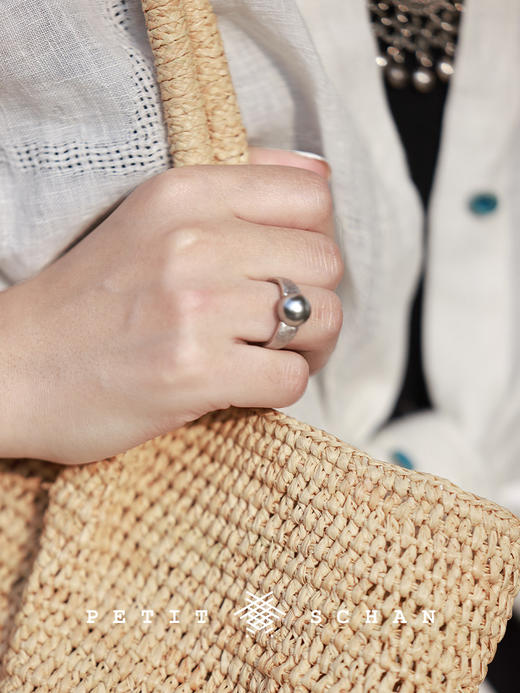 PETIT SCHAN小闪 JEW#020 desert pearl 荒漠遗珠 施华洛珍珠镶嵌925银戒指 商品图2