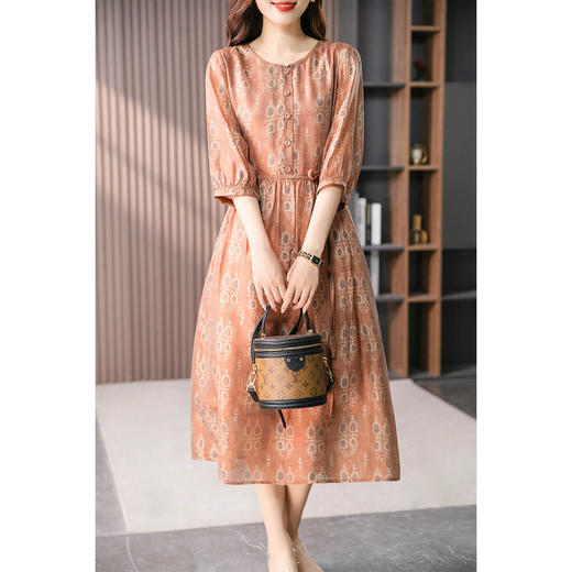 89103原形气质印花连衣裙女2024春夏季新款韩版设计感时尚碎花茶歇长裙 商品图1