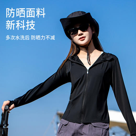 凉感0.25防晒衣UPF50+带帽长款修身显瘦防晒服透气冰丝皮肤衣女_HLY 商品图1