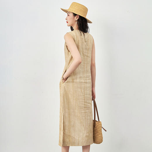 扎染棉麻简约大气，今年流行老钱风法式无袖连衣裙WLZD2421109 商品图1