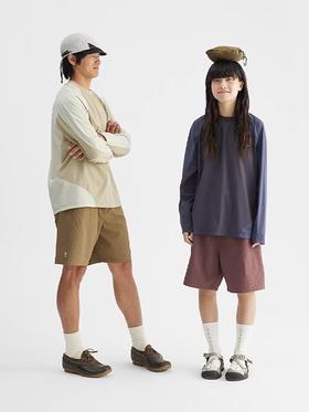 步履不停/4B45036C/泡泡纱格子速干短裤五分裤