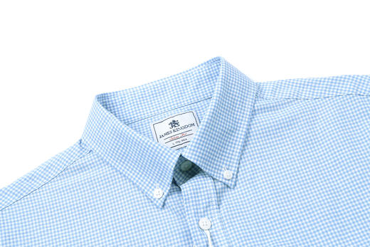 【专柜正品】占姆士男士短袖麻棉薄款格纹条纹男士夏季休闲中青年衬衣 商品图3