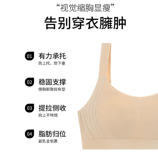 轻柔0压养护文胸 大胸显小 全罩杯无钢圈 双重侧收 瘦胸收赘肉 半固定兔耳朵杯 不跑位不空杯 商品图6