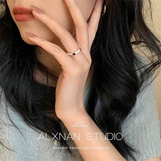 鹿鹿推荐 • 法式奶油风爱心滴釉素戒（可调节） 商品图2