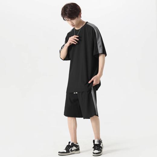 冰感情侣斯辰唯佳套装宽肩极简T恤+休闲短裤两件套 潮牌情侣装健身篮球服宽松上衣五分袖#异业福利 商品图3