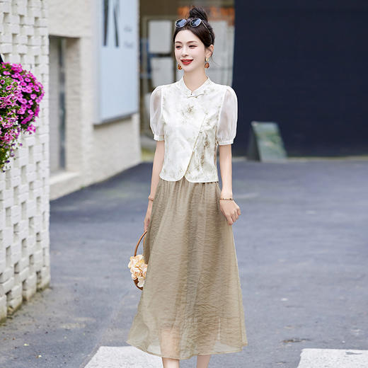 新中式国风碎花，改良旗袍两件套HR-MEIQIN6069 商品图2