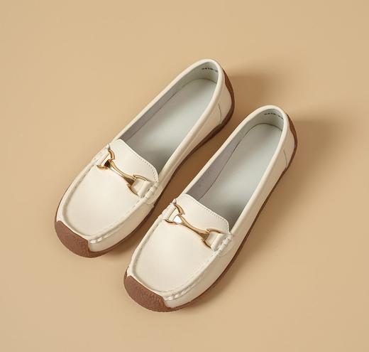 真皮复古金属扣时尚女单鞋，超软牛皮定制鞋面，牛筋防滑鞋底 商品图2