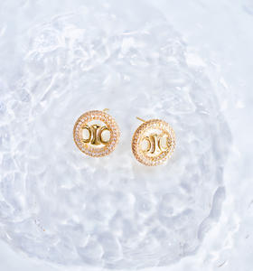 L圆形镶钻小香耳钉