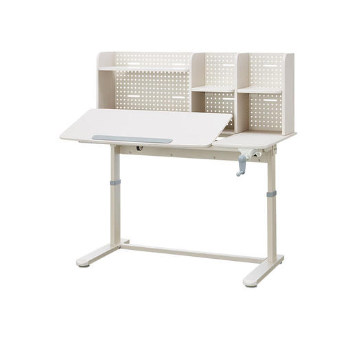 【家具】带书架升降桌TJ001 宽约90/120cm 白色/中棕 商品图1