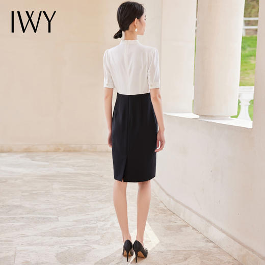 IWY/黑白撞色裙子连衣裙女夏新款短袖收腰显瘦时尚气质女装24Q551 商品图2