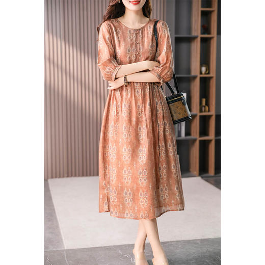 89103原形气质印花连衣裙女2024春夏季新款韩版设计感时尚碎花茶歇长裙 商品图3