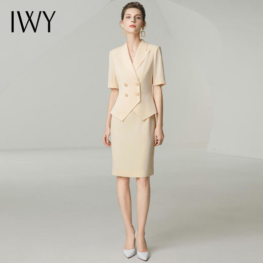 IWY/杏黄色短袖连衣裙女夏季高级感新款裙子职场前台职业OL裙子242027Q1 商品图3