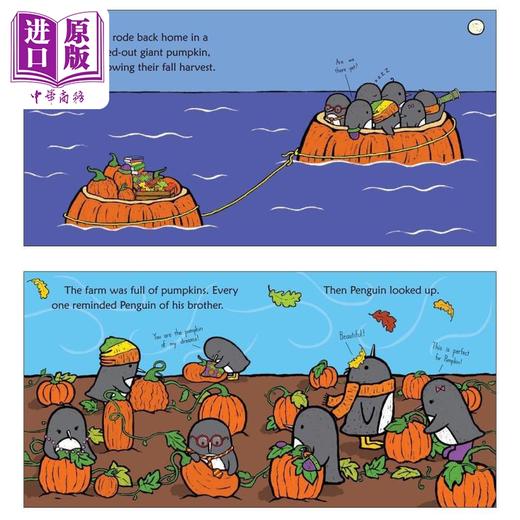 【中商原版】企鹅一族 企鹅与南瓜 Salina Yoon Penguin and Pumpkin英文原版 儿童纸板绘本 纸板书图画书 动物故事 进口童书 商品图2